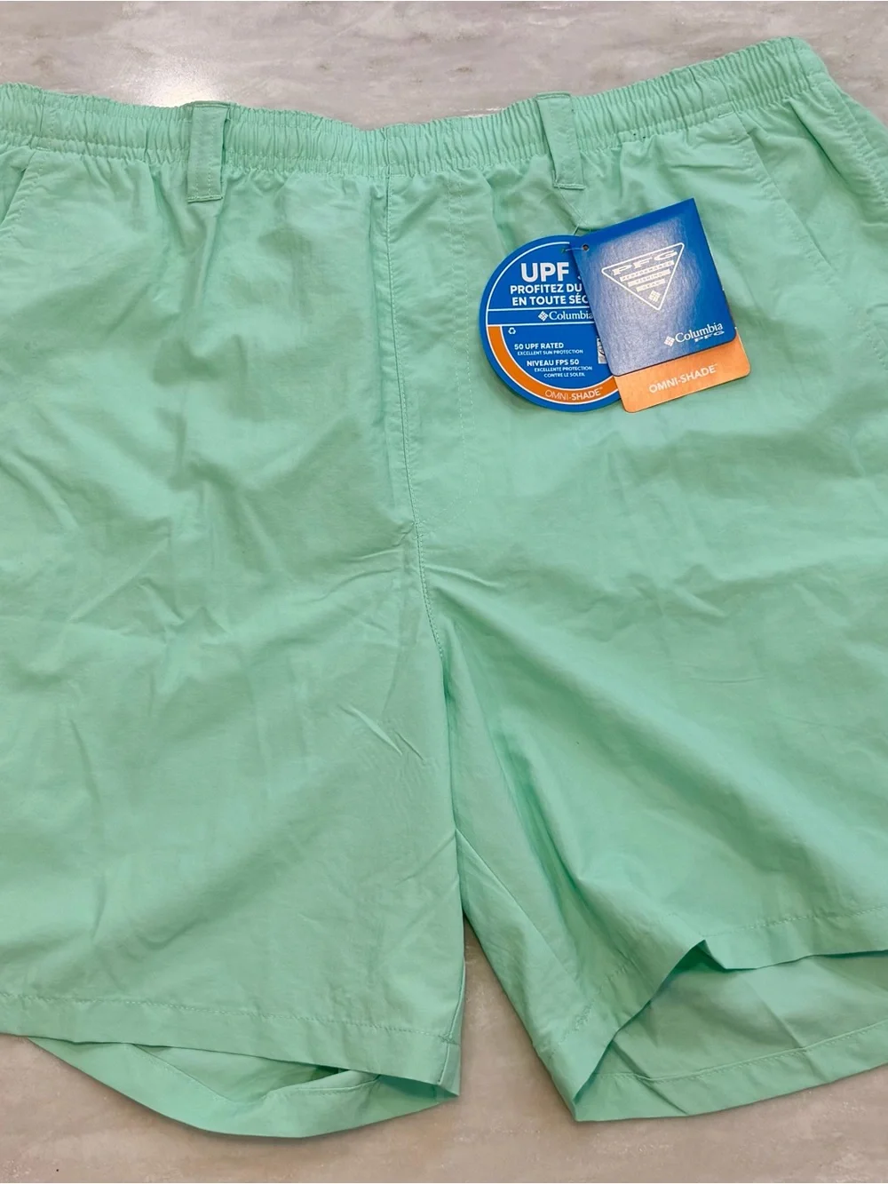 Men’s Large Swimsuit UPF 50 Sun Protective Shorts - Mint - 6in Inseam